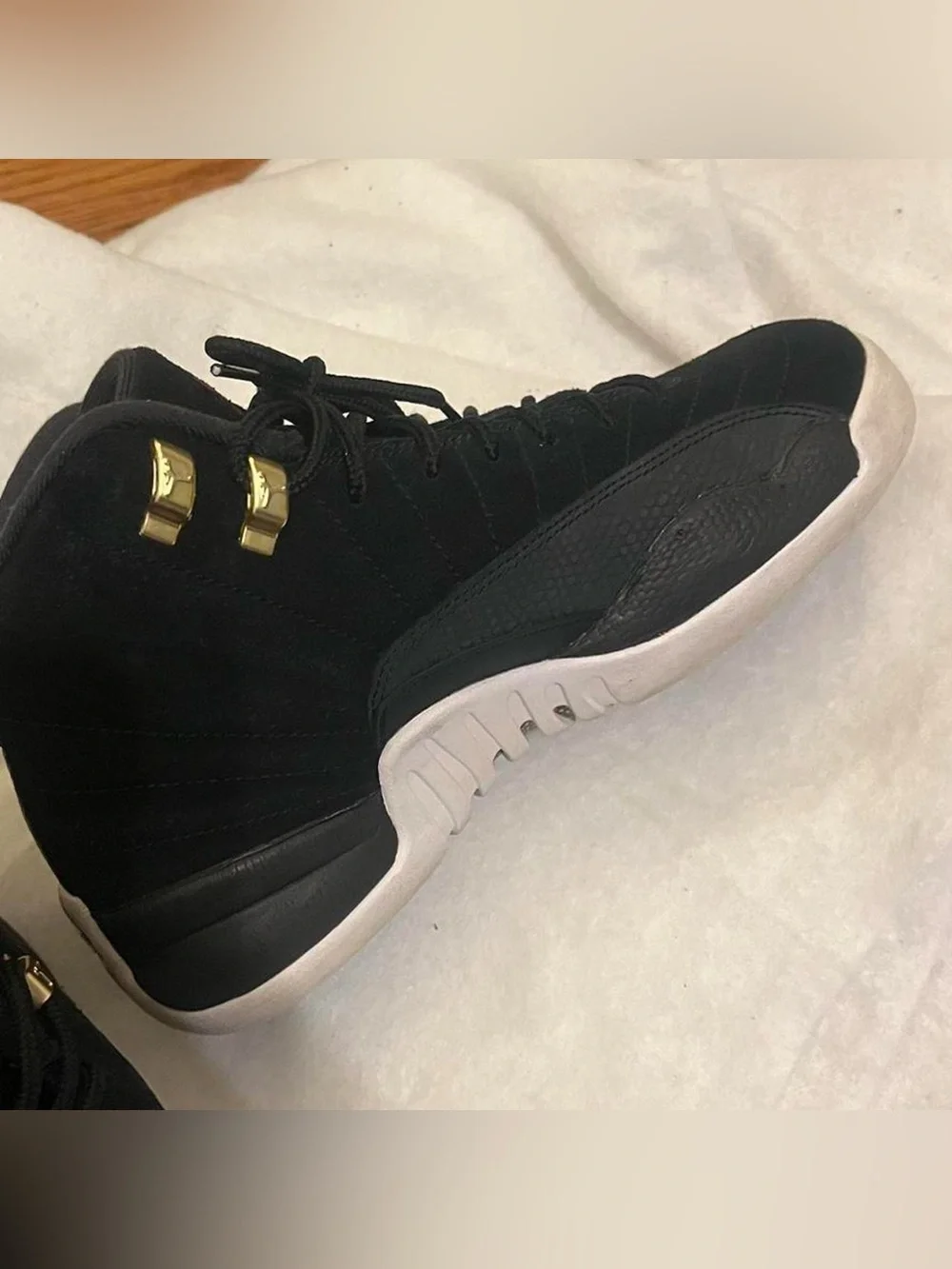Black and White Jordan 12s